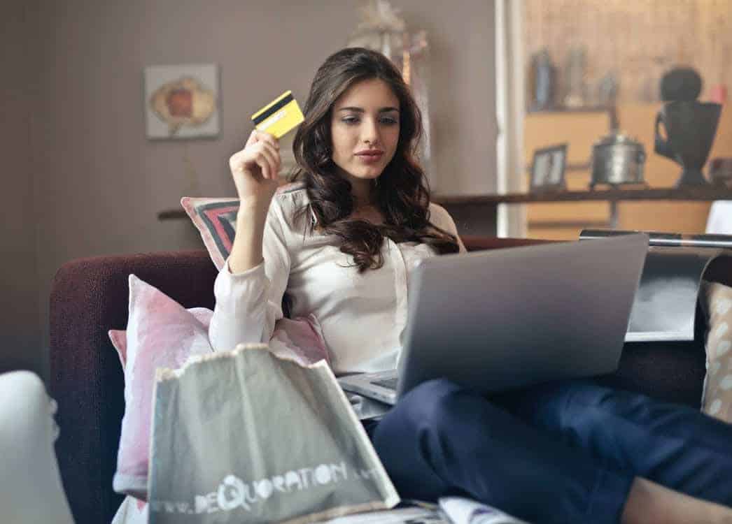 A woman shopping online.